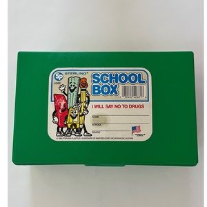 Sterling Plastic Vintage 1988 Green School Box Plastic Pencil Case
